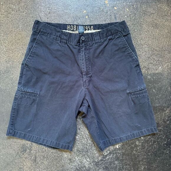 Hobie Flat Front Distressed Shorts Size 34 Side Pockets 100% Cotton Surf Style - Picture 1 of 13